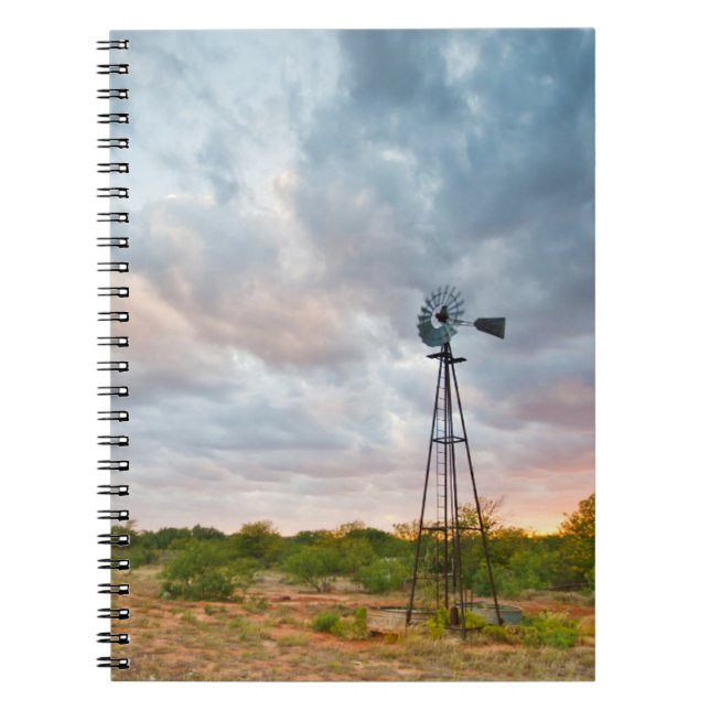 Carnet Moulin à vent et nuages au coucher du soleil (Devant)