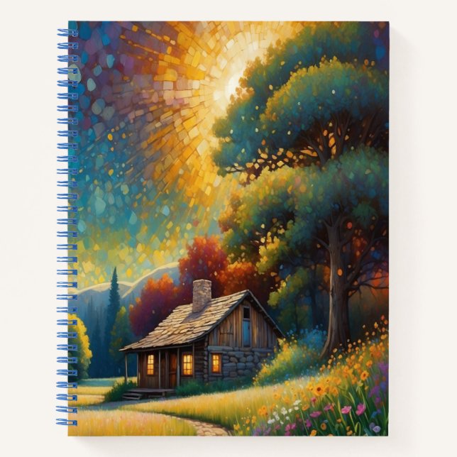 Carnet Mountain Forest Cabin Art (Devant)
