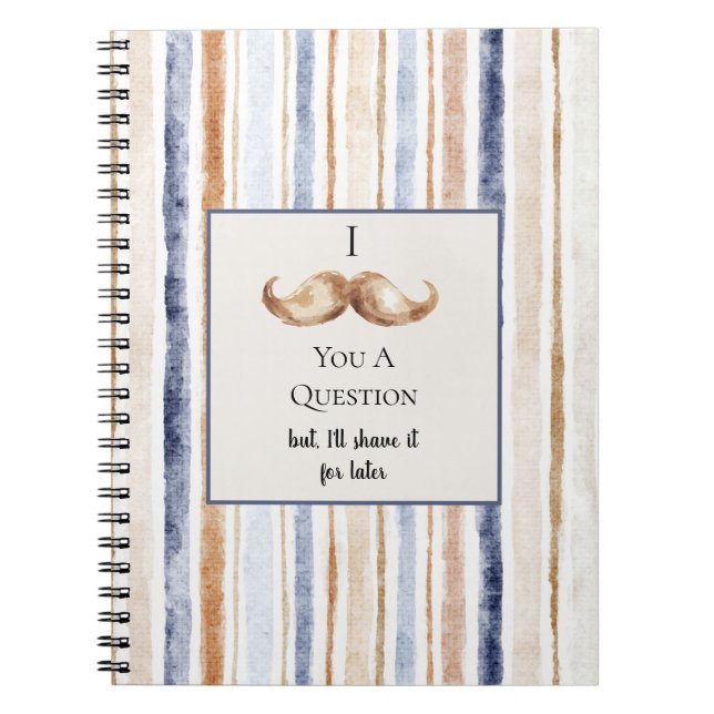 Carnet Moustache Rayures Crème Bleue Vous Pose Une Questi (Devant)