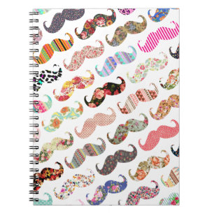 Carnet Moustaches colorées Girly drôles de motifs