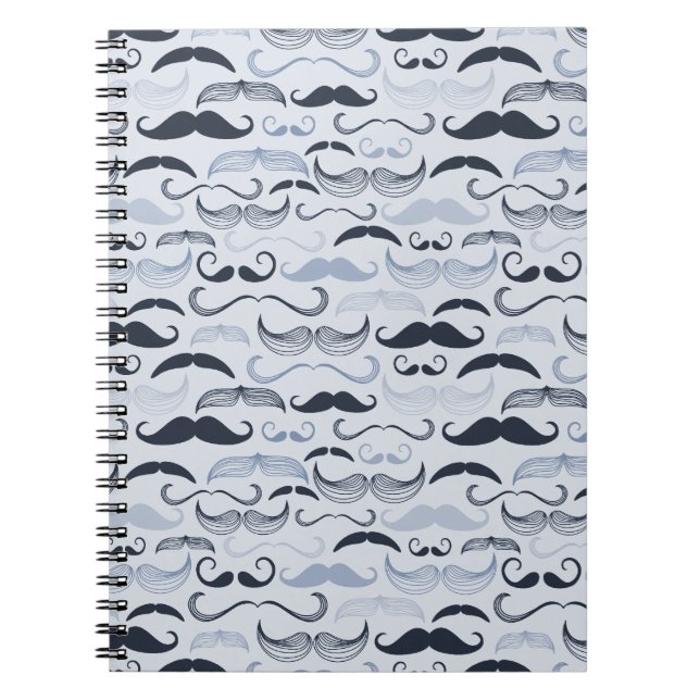 Carnet Moustaches Hipster Bleues (Devant)