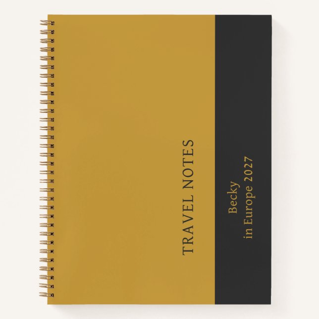 Carnet Moutarde Charbon Vertical Professionnel Minimal (Devant)