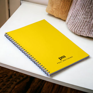 Carnet Moutarde jaune simple Monogramme Initiales et nom