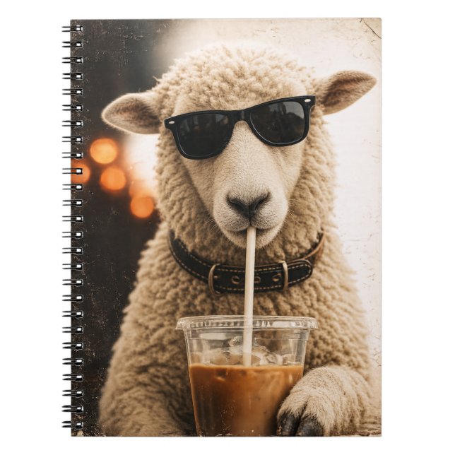 Carnet Moutons cools buvant du café glacé (Devant)