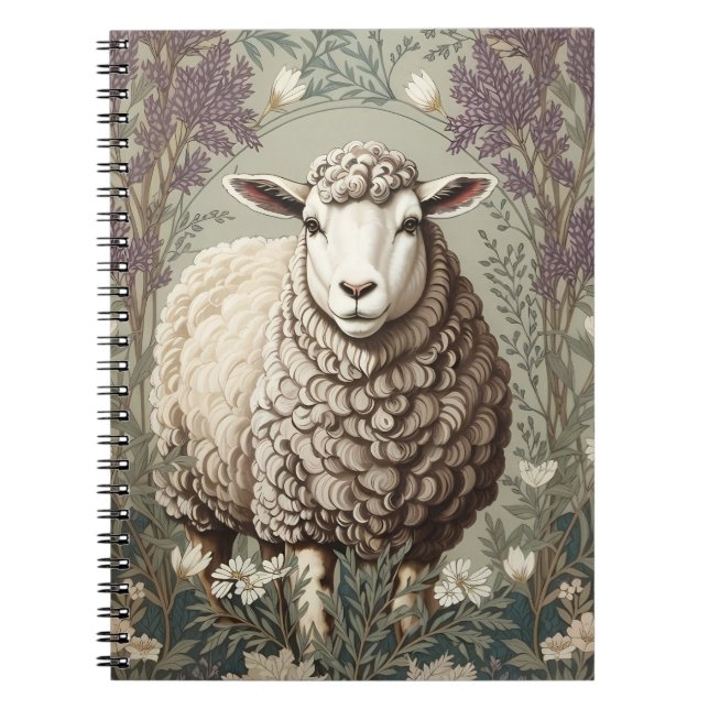Carnet Moutons Élégants Fond de Fleur de Lavande (Devant)