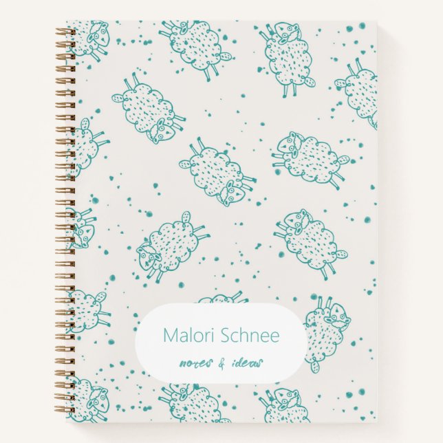 Carnet Moutons Mignons – Motif Sans Couture Fantaisiste (Devant)