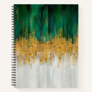 Carnet Mouvement vert et or abstrait