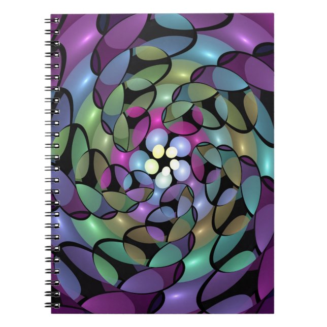Carnet Mouvements colorés Abstrait Trippy Fractal Art (Devant)