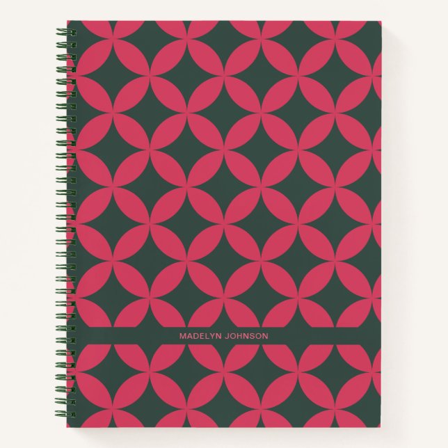 Carnet Moyen Siècle Mod Géométrique Rétro Moderne Rose &  (Devant)
