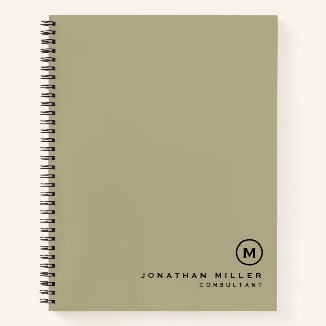 Carnet Moyenne de l'épaisseur de monogramme verte (Devant)