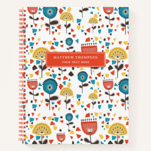 Carnet Moyenne Siècle Moderne Coloré Motif Floral Album