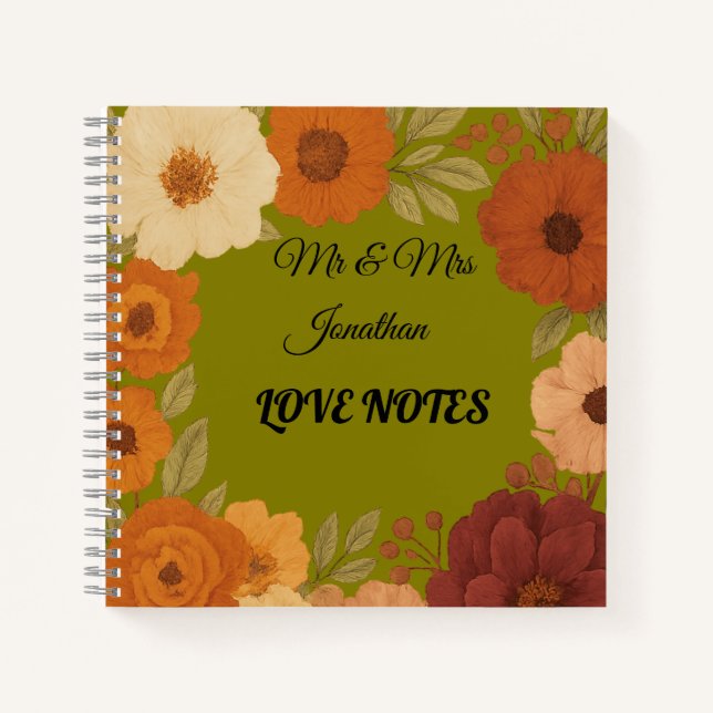 Carnet Mr & Mrs Notes d'amour Couple personnalisé (Devant)