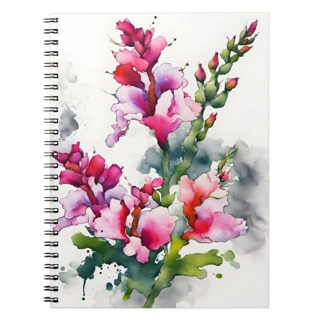 Carnet Muflier - Fleurs aquarelle (Devant)