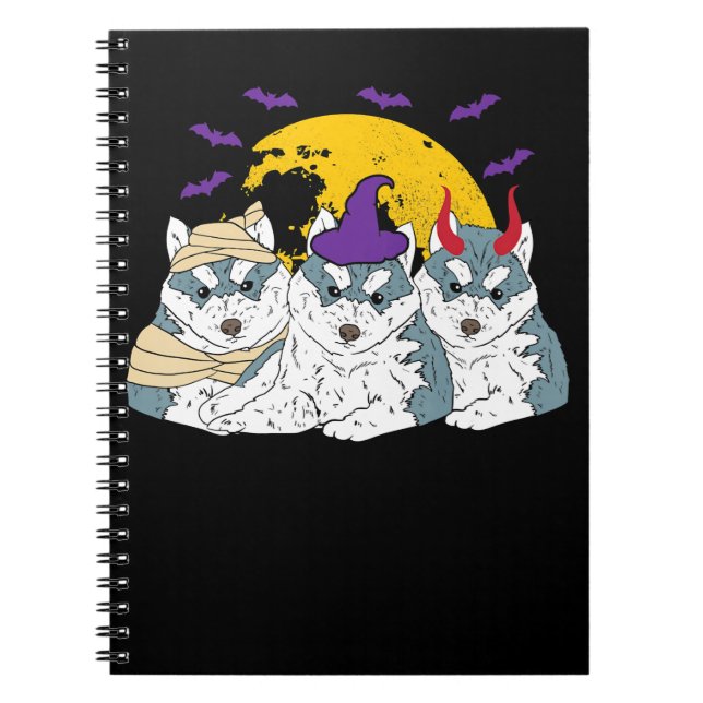 Carnet Mummy witch siberian husky dog assolé (Devant)