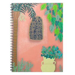 Carnet Mur de jardin rose Palmier Maroc