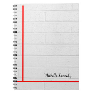 Carnet Mur gris lignes rouges Minimaliste Professionnel M