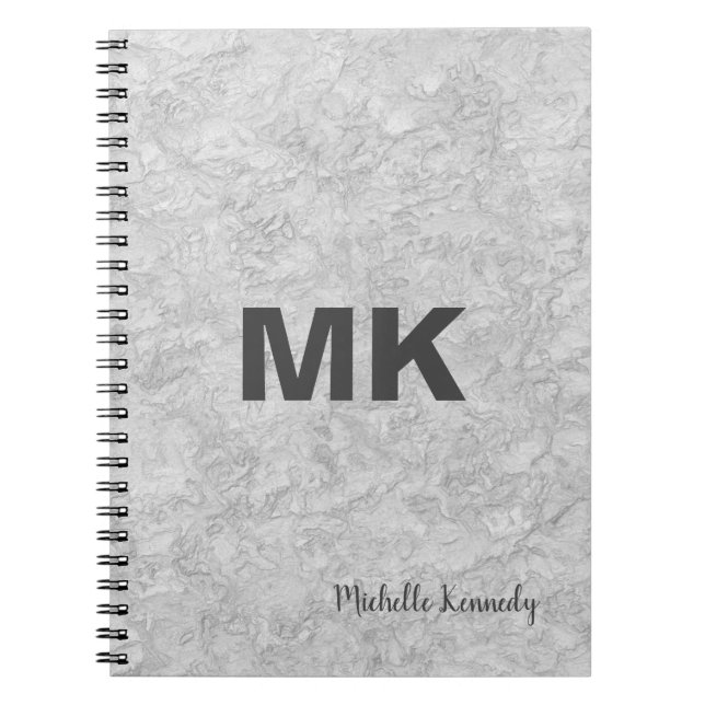 Carnet Mur gris monogrammé professionnel moderne (Devant)