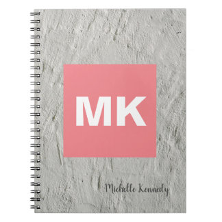 Carnet Mur professionnel moderne monogrammé rose gris