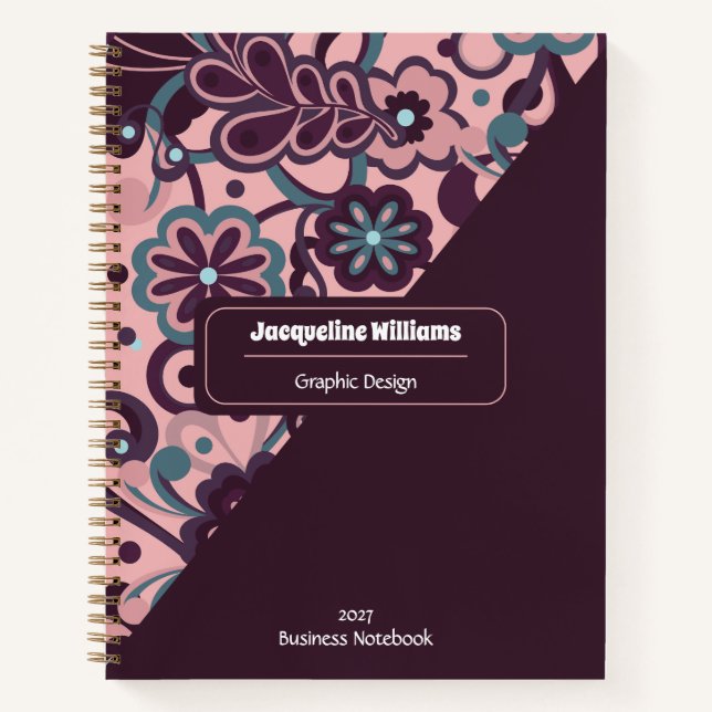 Carnet Mûre Groovy Psychedelique 60s 70s Floral  (Devant)