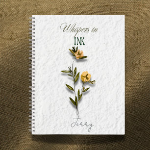 Carnet Murmur dans l'Encre : Fleur Pressée Personnalisée