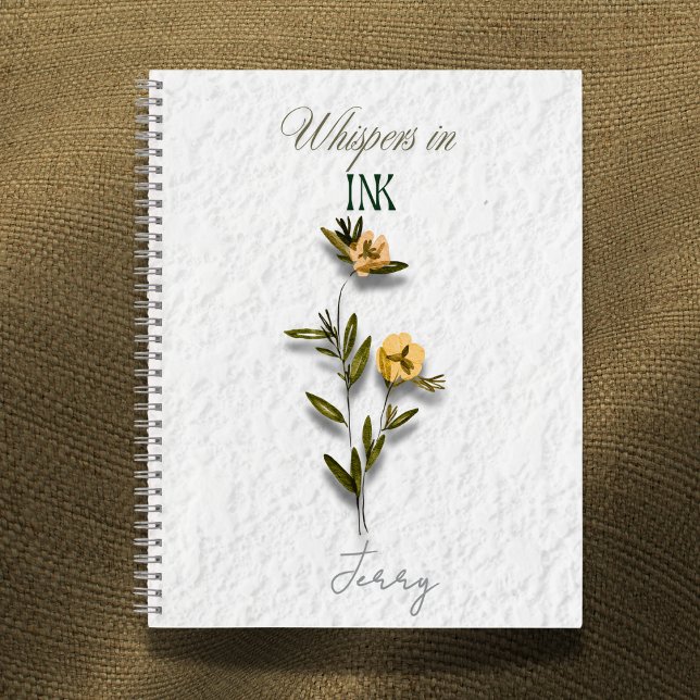 Carnet Murmur dans l'Encre : Fleur Pressée Personnalisée (Créateur téléchargé)