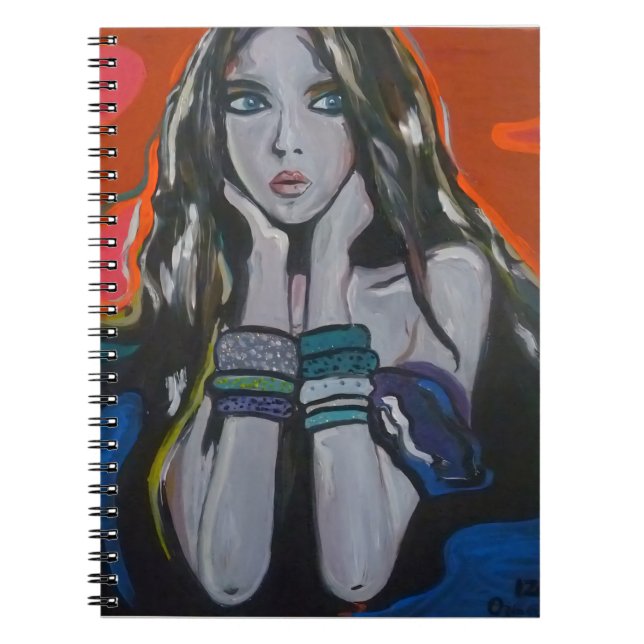 Carnet Muse Pensive : Portrait Moderne en Acrylique (Devant)