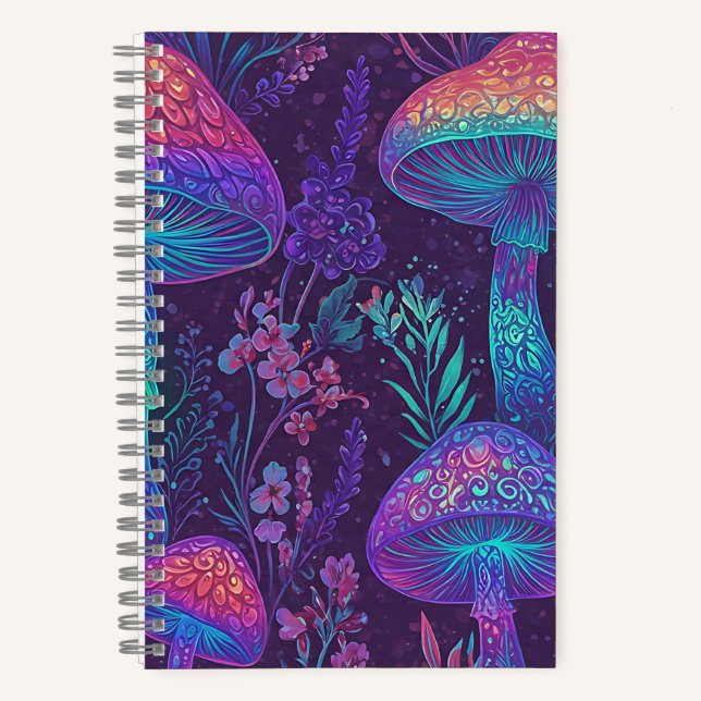 Carnet Mushroom Neon Forest Dreamscape (Recto)