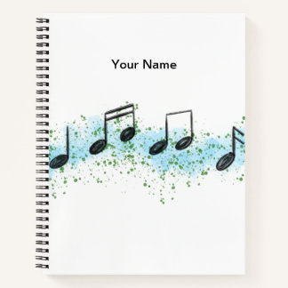 Carnet Music Notes Abstract Art Notebook - Blue & Green