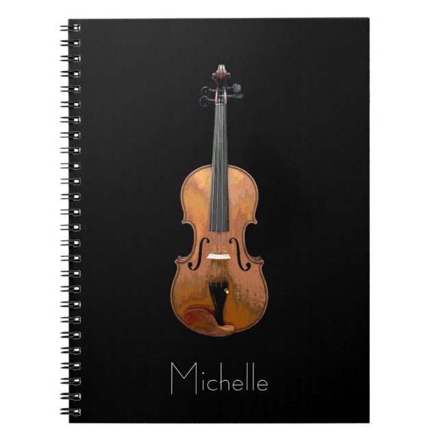Carnet Musical Violin Simple Personalized Black (Devant)
