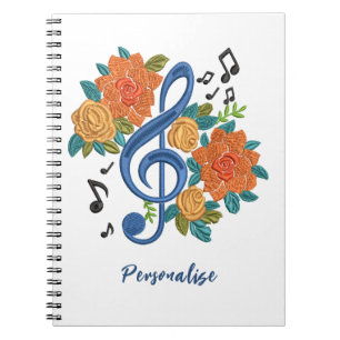 Carnet Musique Clef Note Fleurs orange Notes musicales