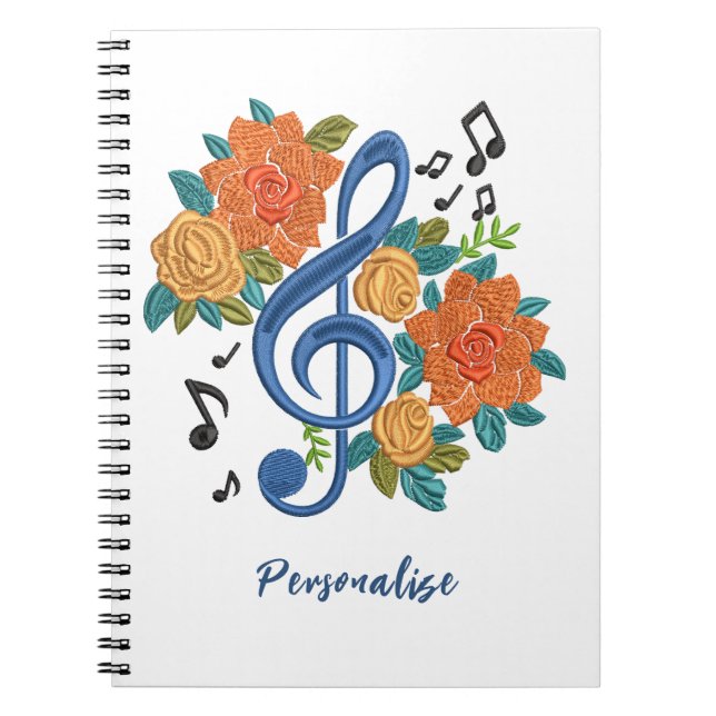 Carnet Musique Clef Note Fleurs orange Notes musicales (Devant)
