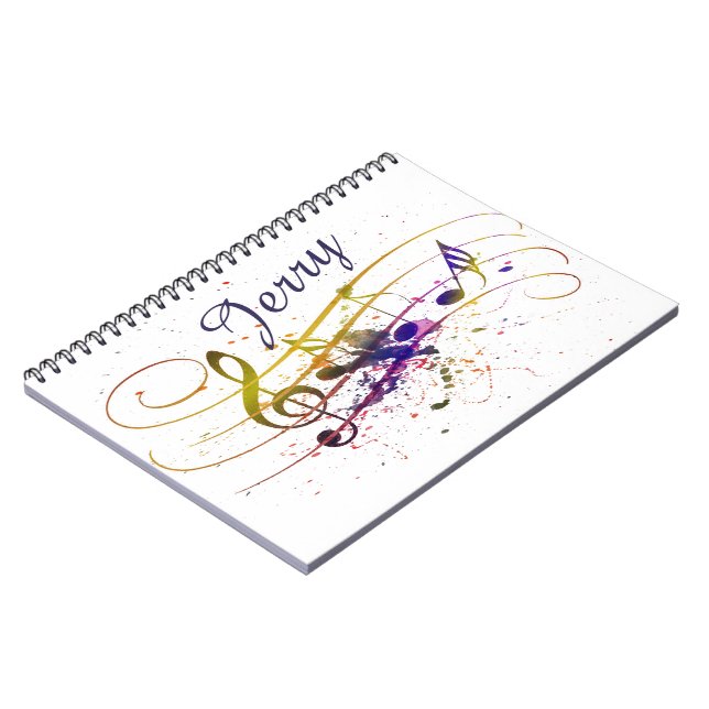 Carnet Musique colorée personnalisée éclaboussée (Côté gauche)