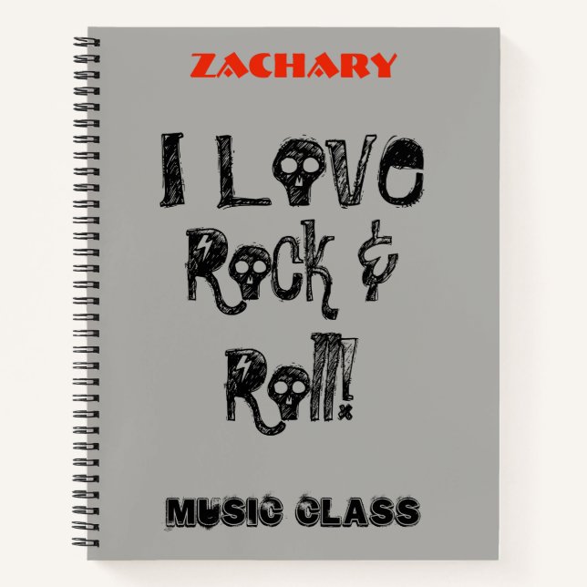Carnet Musique Cool Rock and Roll Crânes Personnaliser No (Devant)