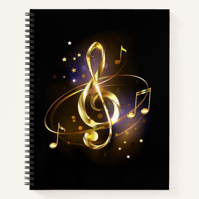 Carnet Musique de clé de sol en or (Devant)
