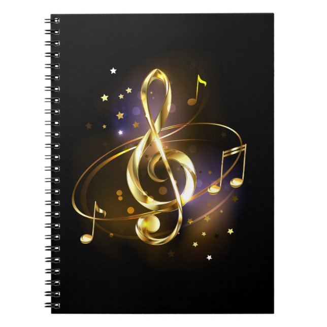 Carnet Musique de clé de sol en or (Devant)