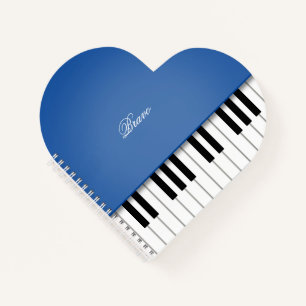 Carnet Musique de piano à queue bleu royal clavier person