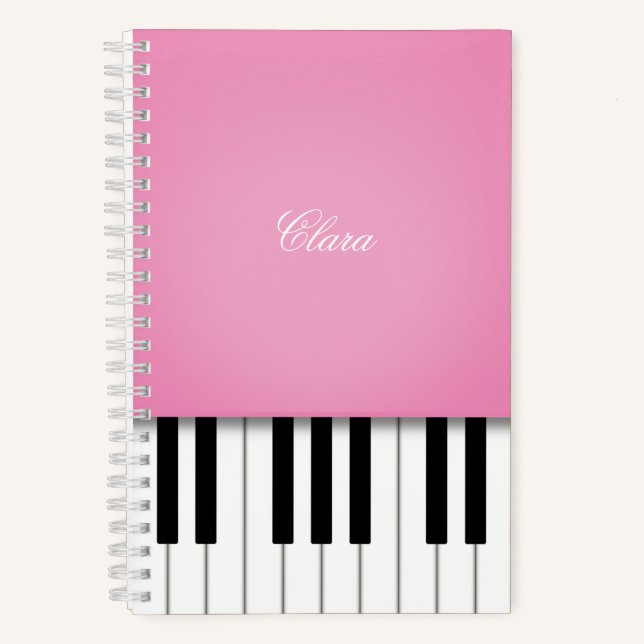 Carnet Musique de piano rose jolie clavier personnalisé (Recto)