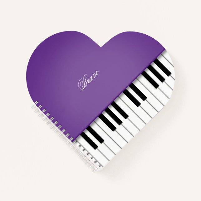 Carnet Musique élégante de piano à queue violet clavier p (Devant)