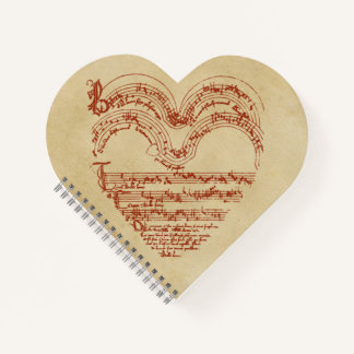 Carnet Musique médiévale en forme de coeur Parchemin de m