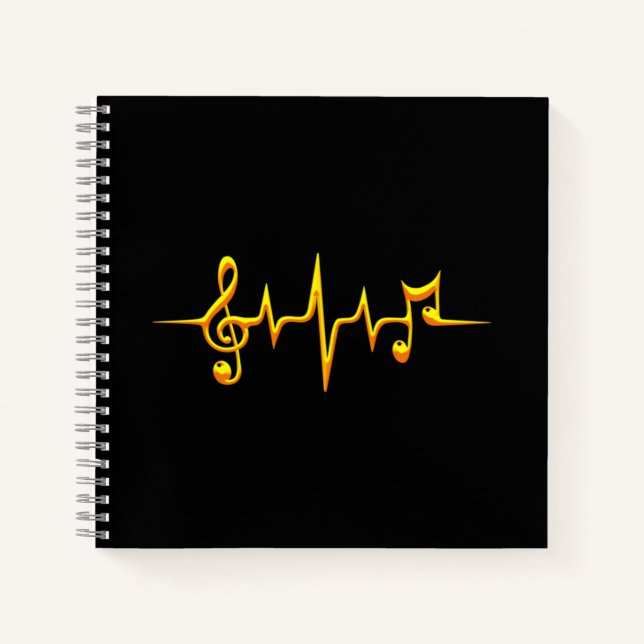 Carnet Musique Notes d'impulsions Clé Fréquence Wave Soun (Devant)