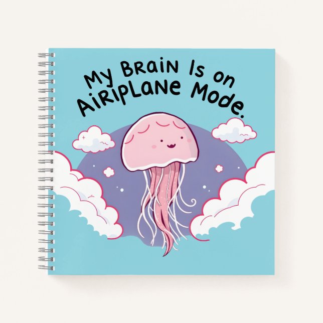 Carnet My Brain Airplane Mode Funny Jellyfish Brain Fog  (Devant)