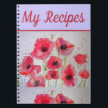 Carnet My Recipe Book Poppy Red Flower Watercolour Art<br><div class="desc">My Recipes Journal Book Poppy Red Flower Watercolour Art Notebook. A lovely design from one of my original flower garden watercolours.</div>