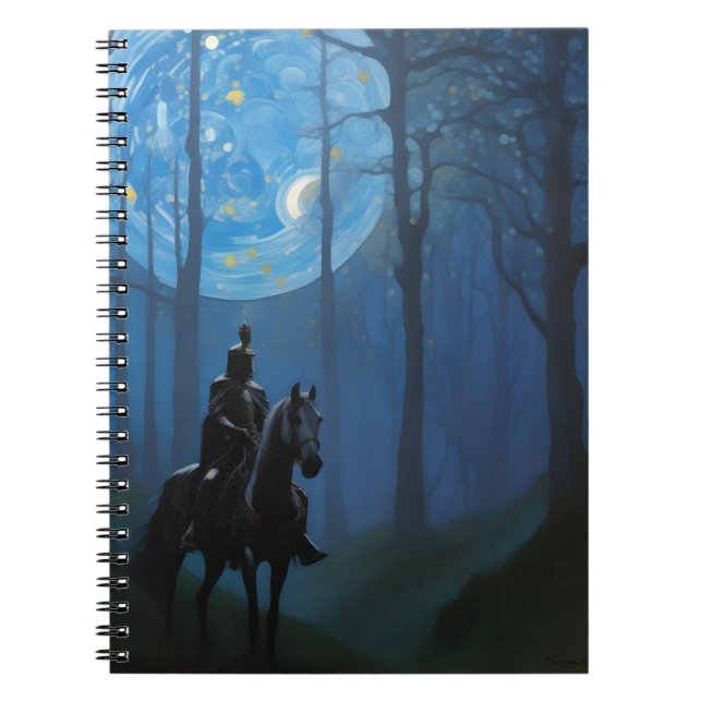 Carnet Mystérieux Chevalier Noir dans la Forêt Lune (Devant)