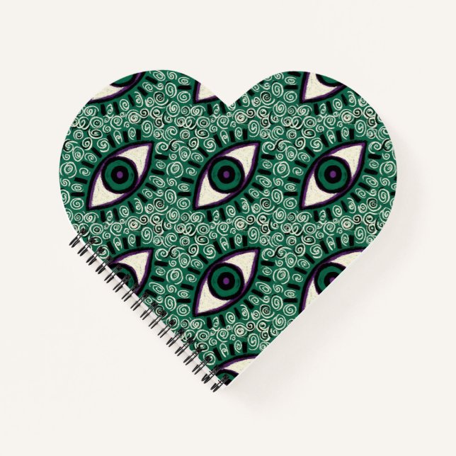 Carnet "Mystic Emerald Eyes" - Psychedelic Swirl Seamless (Devant)