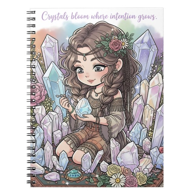 Carnet Mystical Flower Child with Quartz (Devant)