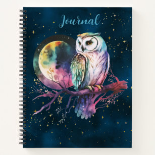 Carnet Mystical Rainbow Owl & Pleine lune Celestin Journa