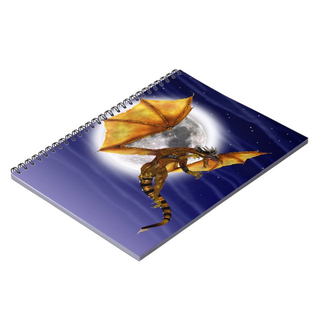 Carnet Mythe fantastique de dragon doré ciel pourpre (Côté gauche)