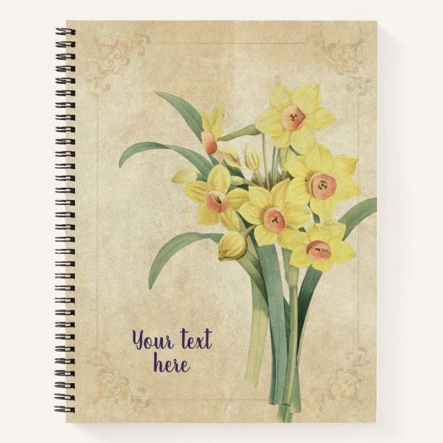 Carnet Narcisse Tazetta jaune vintage (Devant)