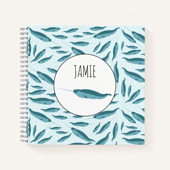 Carnet Narwhal dans le Motif de l'océan bleu (Devant)