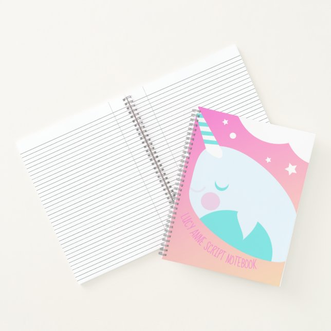 Carnet Narwhal Ombré Arc-en-Ciel Pastel Ciel (Intérieur)